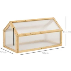 OUTSUNNY Mini Serre De Jardin Serre à Tomates Dim. 90L X 52l X 49,5H Cm Toit Ouvrable Panneaux De Polycarbonate Bois Sapin Pré-huilé -Promos Jardin Noble Magasin 48873258 3