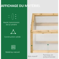 OUTSUNNY Mini Serre De Jardin Serre à Tomates Dim. 90L X 52l X 49,5H Cm Toit Ouvrable Panneaux De Polycarbonate Bois Sapin Pré-huilé -Promos Jardin Noble Magasin 48873258 4