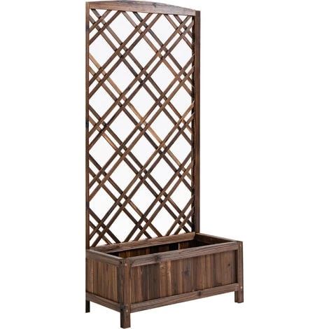 OUTSUNNY Jardinière Avec Treillis - Bac à Fleurs - Jardinière Sur Pied - Dim. 60L X 30l X 122H Cm Bois Sapin Traité Carbonisation 3 OUTSUNNY Jardinière Avec Treillis - Bac à Fleurs - Jardinière Sur Pied - Dim. 60L X 30l X 122H Cm Bois Sapin Traité Carbonisation