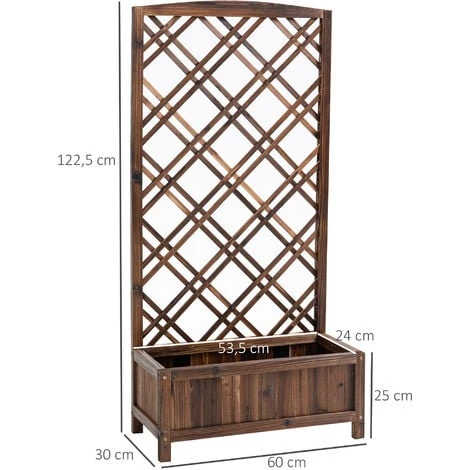 OUTSUNNY Jardinière Avec Treillis - Bac à Fleurs - Jardinière Sur Pied - Dim. 60L X 30l X 122H Cm Bois Sapin Traité Carbonisation 5 OUTSUNNY Jardinière Avec Treillis - Bac à Fleurs - Jardinière Sur Pied - Dim. 60L X 30l X 122H Cm Bois Sapin Traité Carbonisation – Image 3
