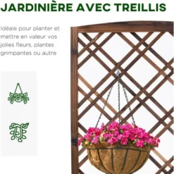 OUTSUNNY Jardinière Avec Treillis - Bac à Fleurs - Jardinière Sur Pied - Dim. 60L X 30l X 122H Cm Bois Sapin Traité Carbonisation 11 OUTSUNNY Jardinière Avec Treillis - Bac à Fleurs - Jardinière Sur Pied - Dim. 60L X 30l X 122H Cm Bois Sapin Traité Carbonisation -Promos Jardin Noble Magasin 49183617 5