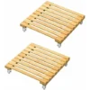 Lot De 2 Supports Pour Plantes En Bambou Avec Roues, Déménageur De Pots De Fleurs Pour Plantes Carrées Robustes, Pot De Fleur Mobile Pour L'extérieur Et L'intérieur -Promos Jardin Noble Magasin 49193315 1