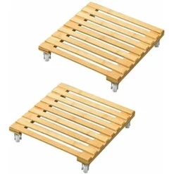 Lot De 2 Supports Pour Plantes En Bambou Avec Roues, Déménageur De Pots De Fleurs Pour Plantes Carrées Robustes, Pot De Fleur Mobile Pour L'extérieur Et L'intérieur