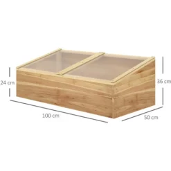 OUTSUNNY Mini Serre De Jardin Serre Pour Semis Dim. 100L X 50l X 36H Cm Toit 2 Pans Ouvrables Séparement Panneaux De Polycarbonate Bois Sapin Pré-huilé -Promos Jardin Noble Magasin 49239980 3
