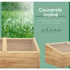 OUTSUNNY Mini Serre De Jardin Serre Pour Semis Dim. 100L X 50l X 36H Cm Toit 2 Pans Ouvrables Séparement Panneaux De Polycarbonate Bois Sapin Pré-huilé -Promos Jardin Noble Magasin 49239980 5