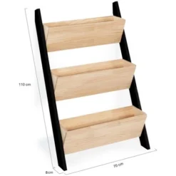 Jardinière échelle FREDDY 110 CM 3 Bacs Bois Et Noir Potager Pour Jardin Et Balcon -Promos Jardin Noble Magasin 50235271 3