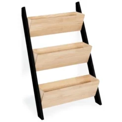 Jardinière échelle FREDDY 110 CM 3 Bacs Bois Et Noir Potager Pour Jardin Et Balcon -Promos Jardin Noble Magasin 50235271 5