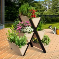 Carré Potager Vertical PADY 5 Bacs Jardinière Bois Et Noir -Promos Jardin Noble Magasin 50235273 2