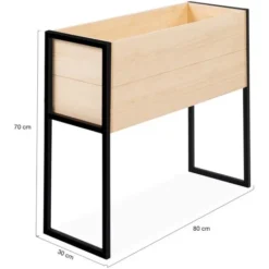 Jardinière Sur Pieds 80 CM En Bois Carré Potager Design Industriel Finition Métal -Promos Jardin Noble Magasin 50235283 4