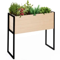 Jardinière Sur Pieds 80 CM En Bois Carré Potager Design Industriel Finition Métal -Promos Jardin Noble Magasin 50235283 5