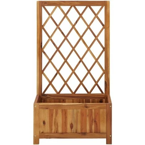 Lit Surélevé De Jardin Avec Treillis Bois Massif D'acacia VidaXL 4 Lit Surélevé De Jardin Avec Treillis Bois Massif D'acacia VidaXL – Image 2