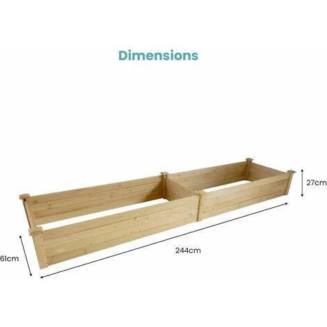 Potager Exterieur 244x61x27 Cm - Bac Potager écologique Pour Jardin, Balcon, Terrasse - Carré Potager En Bois De Pin Traité 4 Potager Exterieur 244x61x27 Cm - Bac Potager écologique Pour Jardin, Balcon, Terrasse - Carré Potager En Bois De Pin Traité – Image 2