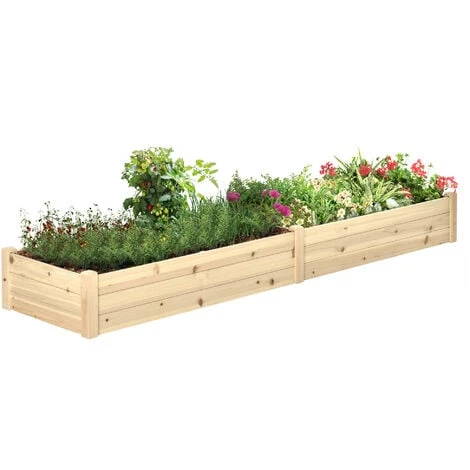 OUTSUNNY Carré Potager De Jardin Dim. 244 X 61,5 X 27 Cm Feutre De Drainage, Séparation Inclus Bois De Sapin 3 OUTSUNNY Carré Potager De Jardin Dim. 244 X 61,5 X 27 Cm Feutre De Drainage, Séparation Inclus Bois De Sapin
