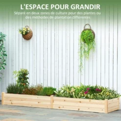 OUTSUNNY Carré Potager De Jardin Dim. 244 X 61,5 X 27 Cm Feutre De Drainage, Séparation Inclus Bois De Sapin 10 OUTSUNNY Carré Potager De Jardin Dim. 244 X 61,5 X 27 Cm Feutre De Drainage, Séparation Inclus Bois De Sapin -Promos Jardin Noble Magasin 50904495 4