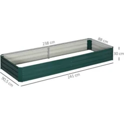 OUTSUNNY Carré Potager De Jardin Dim. 241L X 90l X 30H Cm Tôle D'acier Ondulée Vert Foncé -Promos Jardin Noble Magasin 50904499 3