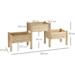 OUTSUNNY Jardinière Sur Pieds Carré Potager 2 étages Dim. 184L X 45l X 80H Cm Inserts D'irrigation Bois Sapin Pré-huilé 8 OUTSUNNY Jardinière Sur Pieds Carré Potager 2 étages Dim. 184L X 45l X 80H Cm Inserts D'irrigation Bois Sapin Pré-huilé -Promos Jardin Noble Magasin 50904506 3