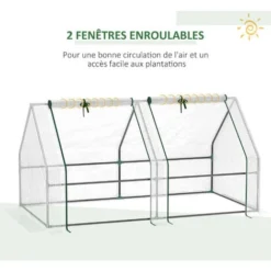 OUTSUNNY Mini Serre De Jardin Serre à Tomates 180L X 90l X 90H Cm Acier PE Haute Densité 140 G/m² Anti-UV 2 Fenêtres Avec Zip Enroulables Blanc -Promos Jardin Noble Magasin 50909089 4