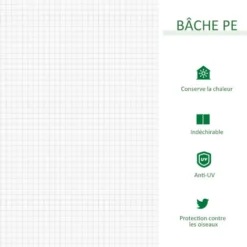 OUTSUNNY Mini Serre De Jardin Serre à Tomates 180L X 90l X 90H Cm Acier PE Haute Densité 140 G/m² Anti-UV 2 Fenêtres Avec Zip Enroulables Blanc -Promos Jardin Noble Magasin 50909089 5