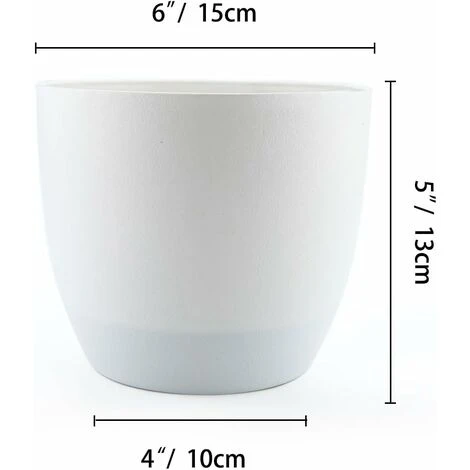 Bac à Fleurs Auto-Irrigation Blanc 15.5 13cm En Plastique Rond Lot De 4, Pot Avec Réserve D'eau Et Indicateur De Niveau D'eau Pot Avec Système D'arrosage 4 Bac à Fleurs Auto-Irrigation Blanc 15.5 13cm En Plastique Rond Lot De 4, Pot Avec Réserve D'eau Et Indicateur De Niveau D'eau Pot Avec Système D'arrosage – Image 2