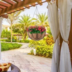 Panier De Fleurs à Suspendre, Revêtement Mural En Métal Avec Suspension Pots De Fleurs En Noix De Coco Naturelle, Revêtement En Forme De Bol Pour Paniers Suspendus, Pot De Fleurs De Jardin (20,3 Cm) -Promos Jardin Noble Magasin 51554310 3