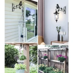 Lot De 1 Supports Pour Plantes Suspendues, 12 Pouces Suspension Mural Crochet Plante En Métal, Suspension D'Accessoires Pour Plantes Antirouille Et Robuste En Forme De Papillon, Noir -Promos Jardin Noble Magasin 51759859 3