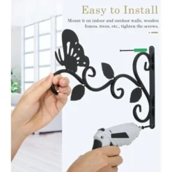 Lot De 1 Supports Pour Plantes Suspendues, 12 Pouces Suspension Mural Crochet Plante En Métal, Suspension D'Accessoires Pour Plantes Antirouille Et Robuste En Forme De Papillon, Noir -Promos Jardin Noble Magasin 51759859 4