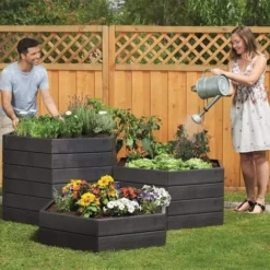 Carré Potager Ergo Imitation Bois 50 Cm. Gris. Marque : Garantia - Graf. Réf. : 645100x2 -Promos Jardin Noble Magasin 52047631 4