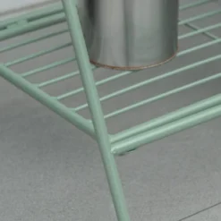 OUTSUNNY Étagère à Fleurs 2 Niveaux Style Rural Chic - Pliable - 3 Pots De Fleurs Inclus, étagère - Métal époxy Anticorrosion Vert D'eau -Promos Jardin Noble Magasin 52444454 5