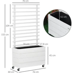 OUTSUNNY Jardinière Avec Treillis - Bac à Fleurs - Jardinière Sur Roulettes - Dim. 76L X 30l X 155H Cm - Inserts D'irrigation Et Géotextile Inclus - Bois Sapin Traité Peint Blanc 8 OUTSUNNY Jardinière Avec Treillis - Bac à Fleurs - Jardinière Sur Roulettes - Dim. 76L X 30l X 155H Cm - Inserts D'irrigation Et Géotextile Inclus - Bois Sapin Traité Peint Blanc -Promos Jardin Noble Magasin 52444468 3