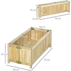 OUTSUNNY Jardinière Sur Pied Pliable Bac à Fleurs Dim. 70L X 30l X 25H Cm Corps Aspect Lattes Bois Sapin Pré-huilé 9 OUTSUNNY Jardinière Sur Pied Pliable Bac à Fleurs Dim. 70L X 30l X 25H Cm Corps Aspect Lattes Bois Sapin Pré-huilé -Promos Jardin Noble Magasin 52444472 3