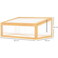 OUTSUNNY Mini Serre De Jardin Serre à Tomates Dim. 90L X 60l X 40H Cm Toit Ouvrable Panneaux De Polycarbonate Bois Sapin Pré-huilé -Promos Jardin Noble Magasin 52444480 3