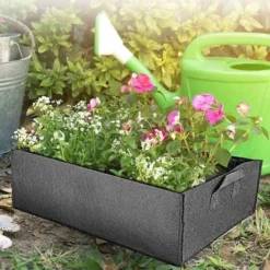 Sac De Culture Rectangulaire, Lot De 3 Sacs De Culture Rectangulaires En Feutre Pour Plantes Et Légumes, Carré Sac À Plantes Légumes De Jardin En Tissu Carré Avec Poignées,Noir,60x20x30 -Versailles -Promos Jardin Noble Magasin 52488784 3