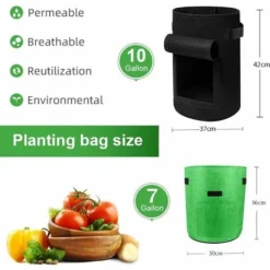 Sac De Plantation Geotextile , 4 Sac Plantation Pomme De Terre (2 Pièces 10 Gallons, 2 Pièces 7 Gallons), Pot De Pommes De Terre Avec Fenêtre , Pour Planter Des Pommes De Terre, Des Tomates -Promos Jardin Noble Magasin 52506782 2