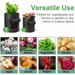 Sac De Plantation Geotextile , 4 Sac Plantation Pomme De Terre (2 Pièces 10 Gallons, 2 Pièces 7 Gallons), Pot De Pommes De Terre Avec Fenêtre , Pour Planter Des Pommes De Terre, Des Tomates -Promos Jardin Noble Magasin 52506782 4