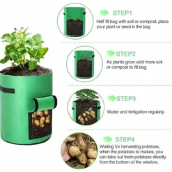 Sac De Plantation Geotextile , 4 Sac Plantation Pomme De Terre (2 Pièces 10 Gallons, 2 Pièces 7 Gallons), Pot De Pommes De Terre Avec Fenêtre , Pour Planter Des Pommes De Terre, Des Tomates -Promos Jardin Noble Magasin 52506782 5