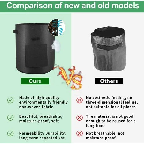 Sacs De Plantation De Pommes De Terre, 4pcs Sac Non Tissé De 10 Gallons, Sac De Plantation De Plantes,Convient Aux Sacs De Plantation De Pommes De Terre, Tomates, Carottes Douces (Noir) 5 Sacs De Plantation De Pommes De Terre, 4pcs Sac Non Tissé De 10 Gallons, Sac De Plantation De Plantes,Convient Aux Sacs De Plantation De Pommes De Terre, Tomates, Carottes Douces (Noir) – Image 3