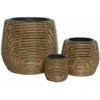 Lot De 3 Cache-pots En Polyrotin Brun Clair Rond - Jardideco -Promos Jardin Noble Magasin 53107739 1