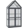 OUTSUNNY Mini Serre De Jardin En Polycarbonate Cadre En Bois 3 Niveaux Dim. 70,5L X 42l X 132H Cm Double Porte Aérations Réglables Gris 2 OUTSUNNY Mini Serre De Jardin En Polycarbonate Cadre En Bois 3 Niveaux Dim. 70,5L X 42l X 132H Cm Double Porte Aérations Réglables Gris -Promos Jardin Noble Magasin 53569991 1