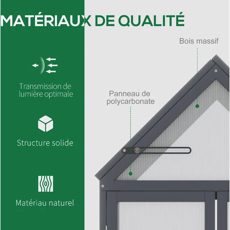 OUTSUNNY Mini Serre De Jardin En Polycarbonate Cadre En Bois 3 Niveaux Dim. 70,5L X 42l X 132H Cm Double Porte Aérations Réglables Gris 6 OUTSUNNY Mini Serre De Jardin En Polycarbonate Cadre En Bois 3 Niveaux Dim. 70,5L X 42l X 132H Cm Double Porte Aérations Réglables Gris – Image 4