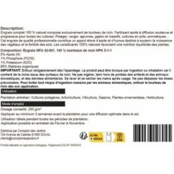 Tourteau De Ricin Granulés, Engrais 100 % Végétal. Seau 8 Kg -Promos Jardin Noble Magasin 5423042 3