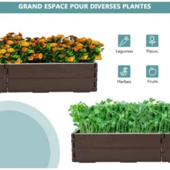 COSTWAY Bac à Fleurs Surélevé120 X 120 X 21cm 6 Panneaux Flexible HDPE Imperméable Pour Fleurs, Légumes, Herbes Aromatiques Sans Fon -Promos Jardin Noble Magasin 55476001 4