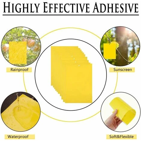 Pièges à Insectes Volants 30PCS Piège Engluées Colle Double Face Autocollants Jaune Papier Étanche Anti-Insecte Pour Jardin Plante Fleur Fruits Protection ( Attaches élastiques Fournies ) 5 Pièges à Insectes Volants 30PCS Piège Engluées Colle Double Face Autocollants Jaune Papier Étanche Anti-Insecte Pour Jardin Plante Fleur Fruits Protection ( Attaches élastiques Fournies ) – Image 3