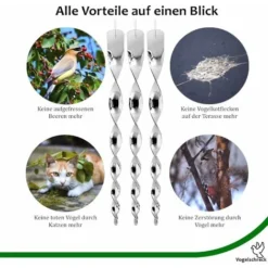 12 Pièces Effaroucheur D Oiseaux 30 Cm Repulsif Pigeon 360 Degrés Repulsif Oiseaux, Effaroucheur Oiseaux Réfléchissants Spirale, Pour Balcon, Arbres Fruitiers, Potager -Promos Jardin Noble Magasin 57597779 4