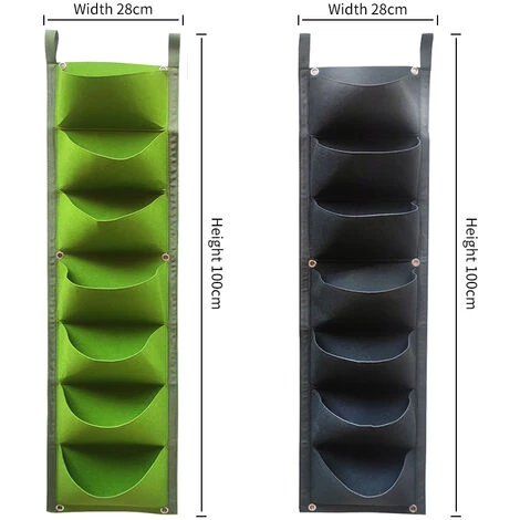 Lot De 2 Sacs De Culture à Suspendre 100 X 28 Cm,sacs Verticaux Avec 7 Poches,pour Plantes Et Fleurs,conviennent Pour Extérieur,intérieur,jardinage,etc.,noir+vert GrooFoo 4 Lot De 2 Sacs De Culture à Suspendre 100 X 28 Cm,sacs Verticaux Avec 7 Poches,pour Plantes Et Fleurs,conviennent Pour Extérieur,intérieur,jardinage,etc.,noir+vert GrooFoo – Image 2