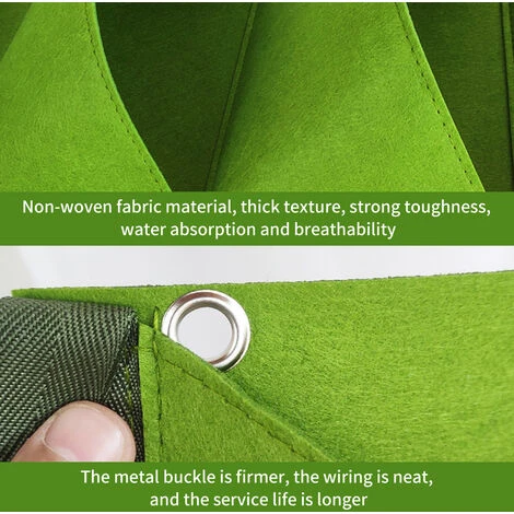 Lot De 2 Sacs De Culture à Suspendre 100 X 28 Cm,sacs Verticaux Avec 7 Poches,pour Plantes Et Fleurs,conviennent Pour Extérieur,intérieur,jardinage,etc.,noir+vert GrooFoo 5 Lot De 2 Sacs De Culture à Suspendre 100 X 28 Cm,sacs Verticaux Avec 7 Poches,pour Plantes Et Fleurs,conviennent Pour Extérieur,intérieur,jardinage,etc.,noir+vert GrooFoo – Image 3