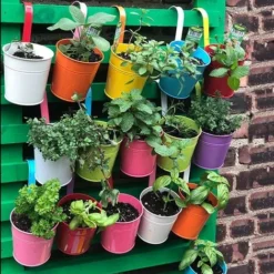 Set 10 Pots Porte-fleurs En Fer 10xH10cm Avec Trou De Drainage, Crochet Amovible -Promos Jardin Noble Magasin 59253058 3