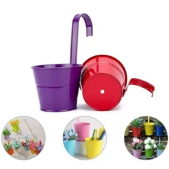 Set 10 Pots Porte-fleurs En Fer 10xH10cm Avec Trou De Drainage, Crochet Amovible -Promos Jardin Noble Magasin 59253058 4