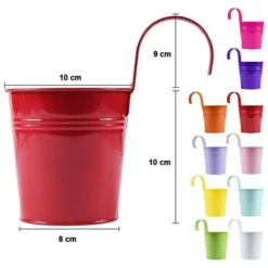 Set 10 Pots Porte-fleurs En Fer 10xH10cm Avec Trou De Drainage, Crochet Amovible -Promos Jardin Noble Magasin 59253058 5