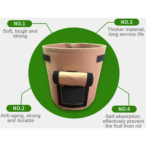RHAFAYRE Sac à Plantes 3 PCS 15 Gallons Plantes Sac De Croissance 56L, Sacs De Plantation De Légumes Avec Rabat Et Poignées, Pour Plantation Patate, Carotte, Fraises, Tomates, Fleurs 4 RHAFAYRE Sac à Plantes 3 PCS 15 Gallons Plantes Sac De Croissance 56L, Sacs De Plantation De Légumes Avec Rabat Et Poignées, Pour Plantation Patate, Carotte, Fraises, Tomates, Fleurs – Image 2