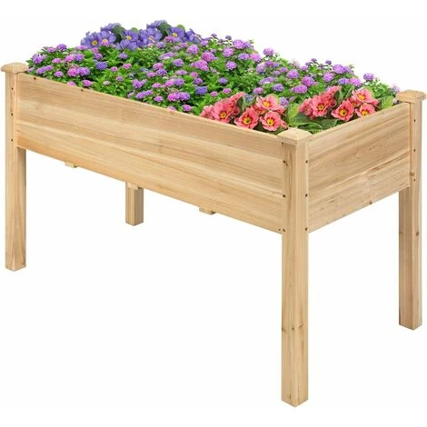 RELAX4LIFE Carré Potager Bois Sur Pieds En Sapin Avec Trous De Drainage, Jardinière Surélevé Charge Max 100 KG Pour Fleurs Légumes, Idéal Pour Balcon Terrasse Jardin (125x59x76cm) 3 RELAX4LIFE Carré Potager Bois Sur Pieds En Sapin Avec Trous De Drainage, Jardinière Surélevé Charge Max 100 KG Pour Fleurs Légumes, Idéal Pour Balcon Terrasse Jardin (125x59x76cm)